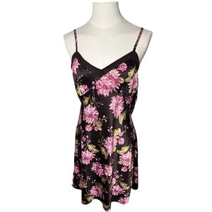 Y2K Dark Floral Slip Chemise Dress Romantic Goth Coquette M